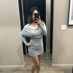 A+ Ellen Gray Long Sleeve Dress